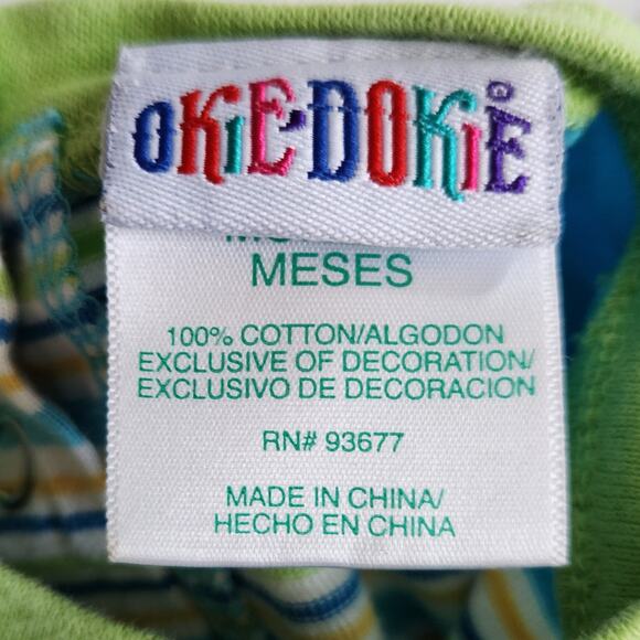 Okie Dokie Turquoise & Green Striped Chameleon Baby Cotton Romper Size 18 Months - Picture 5 of 6